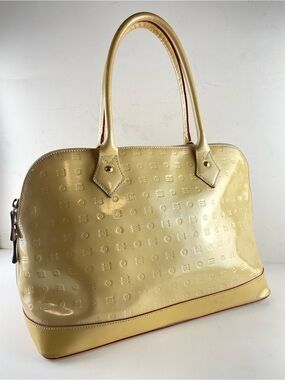 Arcadia Made in Italy Patent Leather Satchel | Butter Yellow